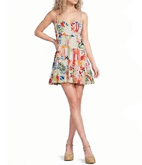 City Vibe Floral Printed Sweetheart Neck Tiered Open Back Dress