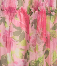 City Vibe Floral Printed Tie Shoulder Empire Waist Tiered Midi Dress