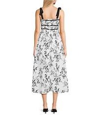 City Vibe Floral Printed Tie Shoulder Midi Dress