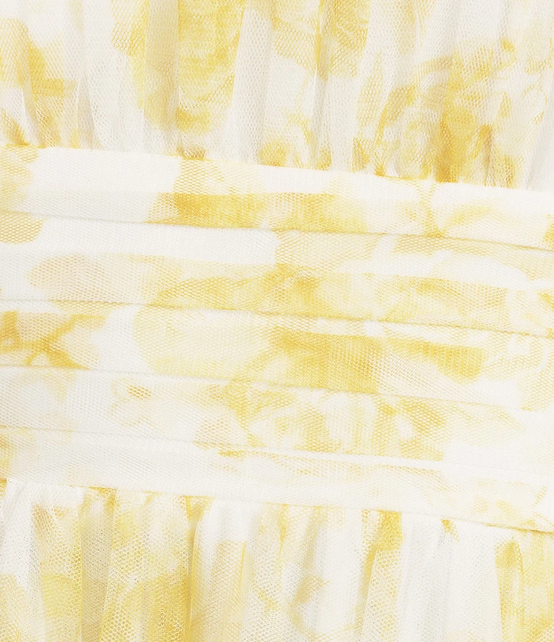 City Vibe Floral Tulle Square Neck Sleeveless Midi Dress