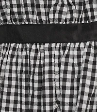 City Vibe Gingham Print Ribbon Trim Babydoll Dress