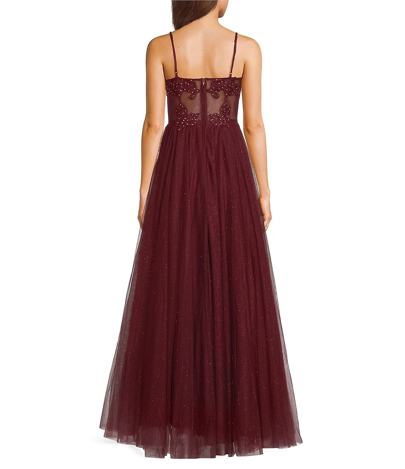 City Vibe Glitter Embellished Spaghetti Strap Sweetheart Neck Corset Dress