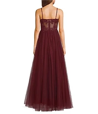 City Vibe Glitter Embellished Spaghetti Strap Sweetheart Neck Corset Dress