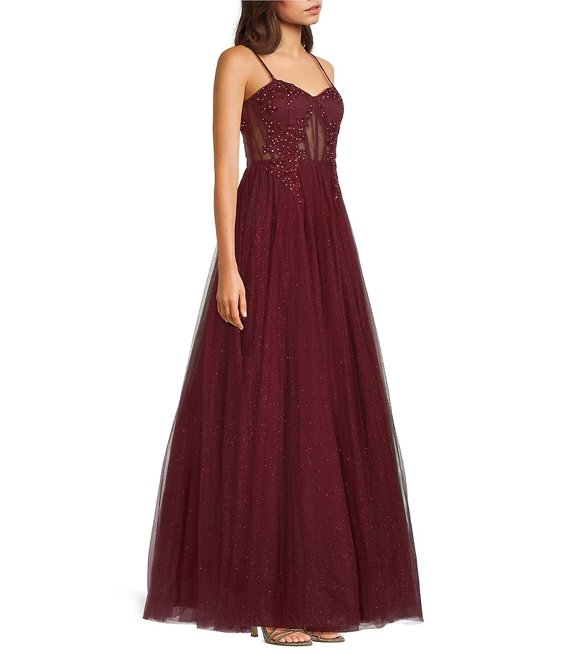 City Vibe Glitter Embellished Spaghetti Strap Sweetheart Neck Corset Dress