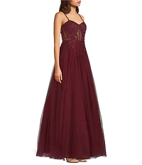 City Vibe Glitter Embellished Spaghetti Strap Sweetheart Neck Corset Dress