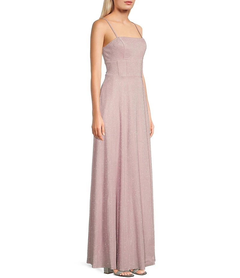 City Vibe Glitter Shine Corset Sleeveless Long Dress