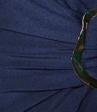 City Vibe Halter Neck Drape Side Buckle Waist Dress