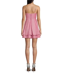 City Vibe Jeweled Straps Corset Sherri Shine Layered Party Skirt Dress
