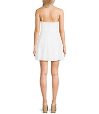 City Vibe Lace Spaghetti Bow Strap Fit And Flare Mini Dress