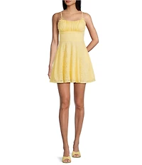 City Vibe Lace Spaghetti Bow Strap Fit And Flare Mini Dress