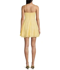 City Vibe Lace Spaghetti Bow Strap Fit And Flare Mini Dress