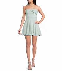 City Vibe Lace Strapless Bow Front Dress