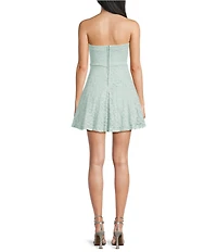 City Vibe Lace Strapless Bow Front Dress