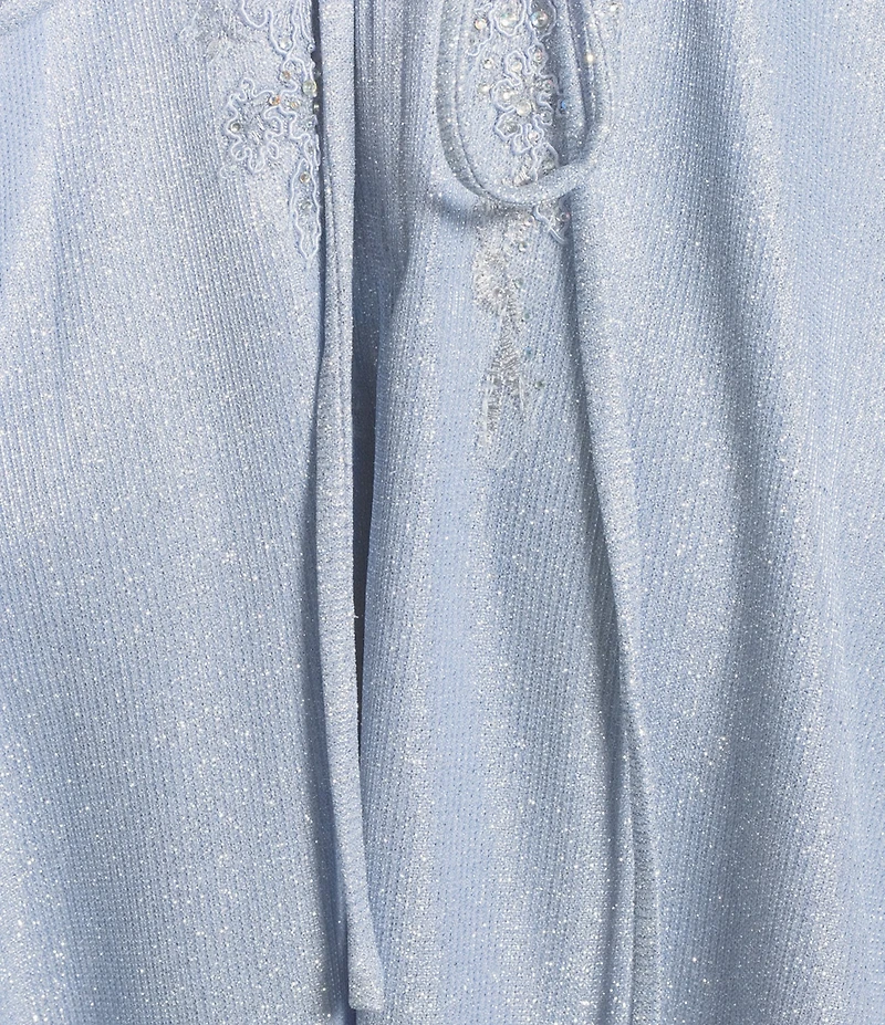 City Vibe Off-The-Shoulder Drape Neck Illusion Appliqued Waist Side Slit Lace Up Back Dress