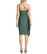 City Vibe One Shoulder Ruched Knee Length Dress