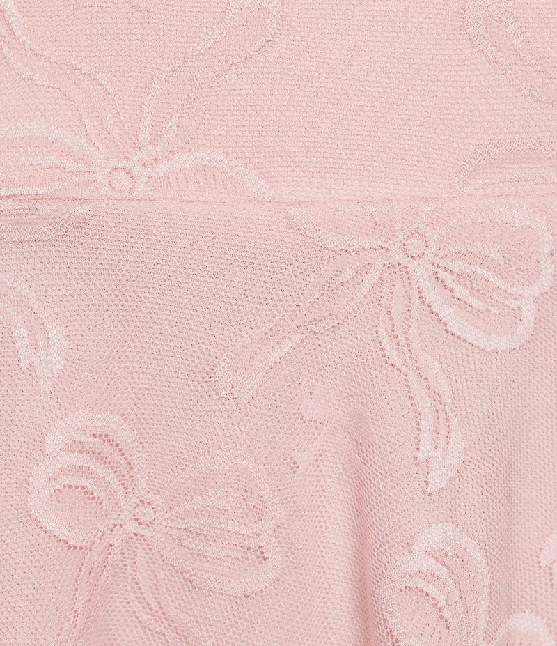 City Vibe Patterned Lace Bow Detail Fit And Flare Scoop Neck Sleeveless Mini Dress