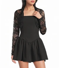 City Vibe Patterned Lace Long Sleeve Open Front Shrug