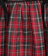 City Vibe Plaid Square Neck Puff Sleeve Velvet Bow Front Smocked Back Dress