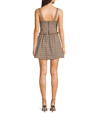 City Vibe Plaid V-Neck Bow Front Ruffled Drop Waist Dress