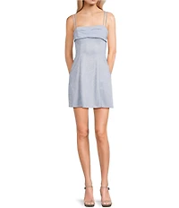 City Vibe Pleated Cuff Overlay Fit & Flare Dress