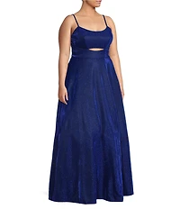 City Vibe Plus Glitter Front Cut-Out Lace Back Long Dress