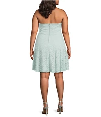 City Vibe Plus Size Lace Strapless Bow Front Dress