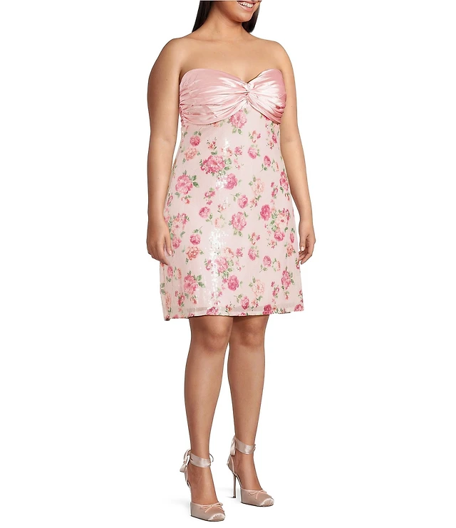 City Vibe Twist Front Bandeau Removable Strap Front Slit Dress