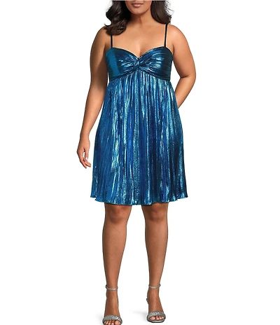 City Vibe Plus Size Twist Front Bandeau Babydoll Dress