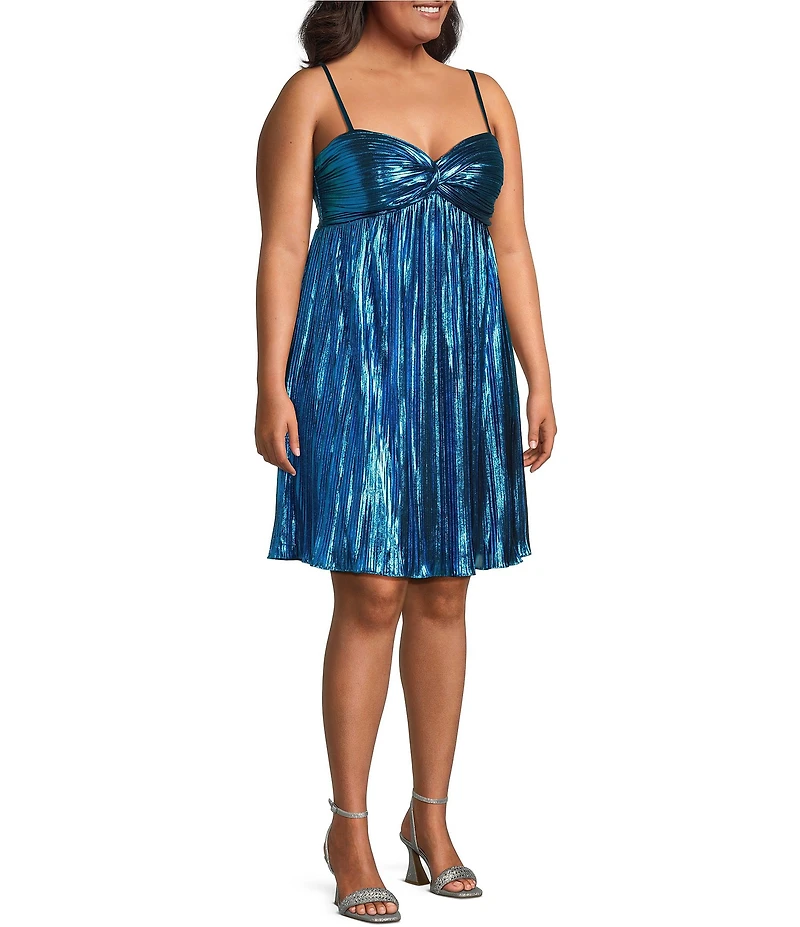 City Vibe Plus Size Twist Front Bandeau Babydoll Dress