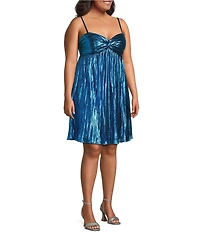 City Vibe Plus Size Twist Front Bandeau Babydoll Dress