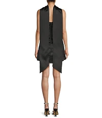 City Vibe Satin Detachable Scarf Strapless A-Line Dress