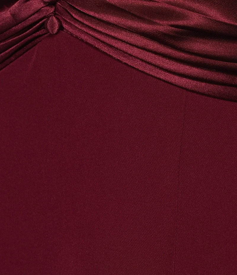 City Vibe Satin Pleated Twist Front Scuba Crepe A-Line Dress