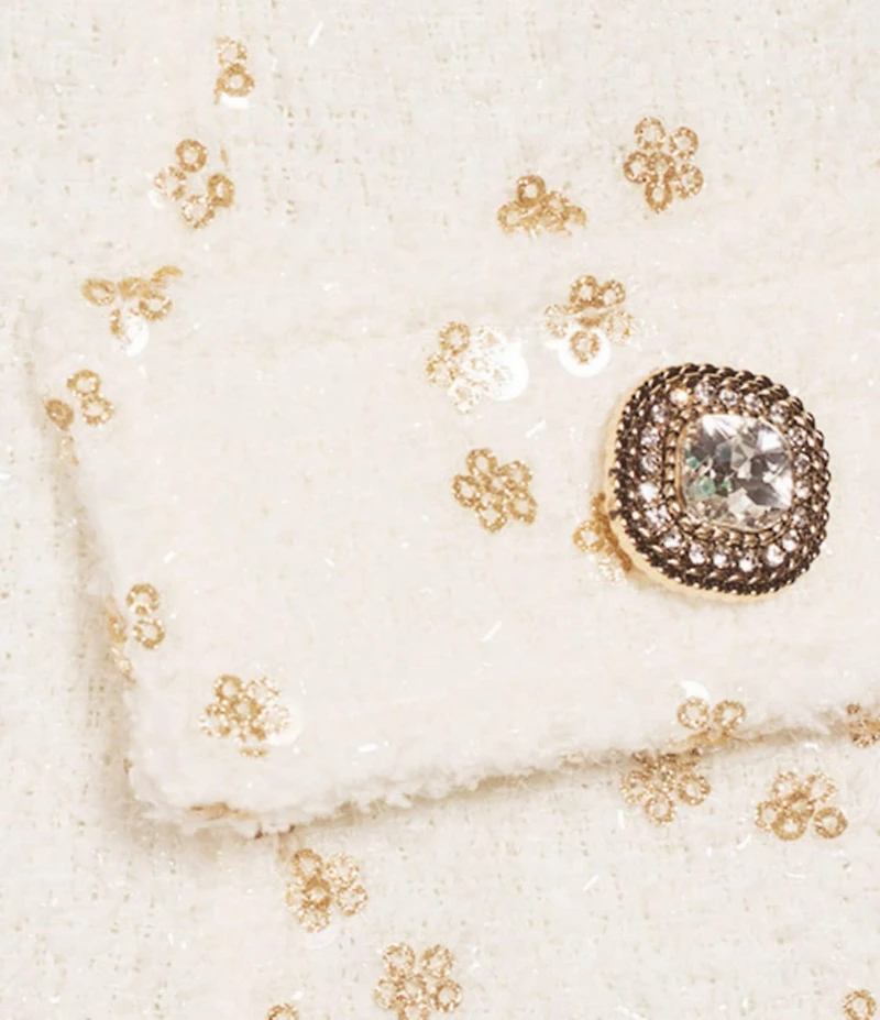 City Vibe Sequin Embellished Floral Printed Square Neck Short Sleeve Flap Pocket Dress