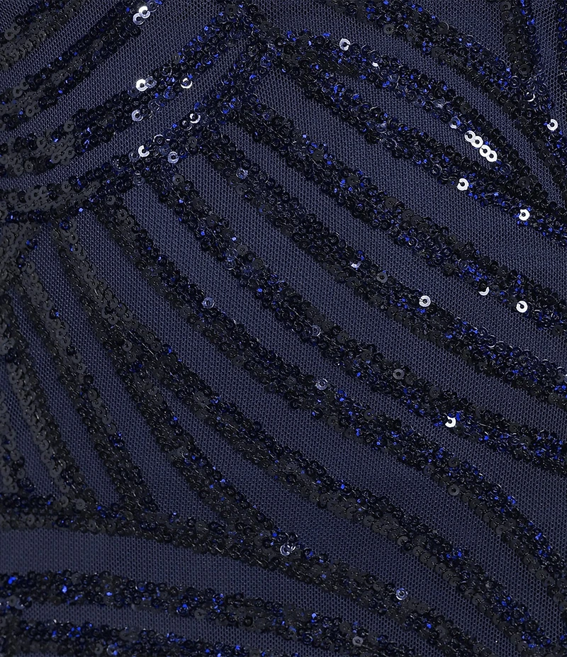 City Vibe Sequin Square Neck Tube Spaghetti Strap Godet Inset Gown