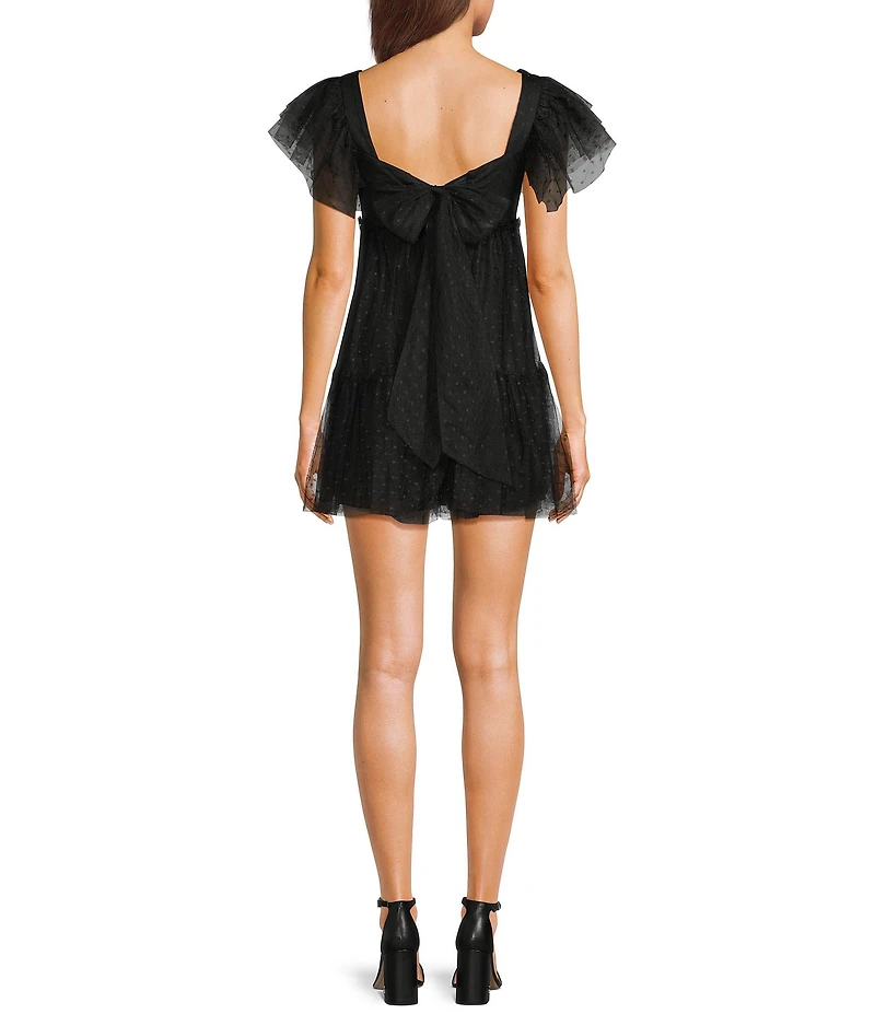 City Vibe Short Flutter Sleeve Tiered Ruched Front Bodice Dress