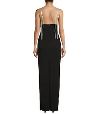 City Vibe Sleeveless Spaghetti Strap Ribbon Bow Slim Long Skirt Dress