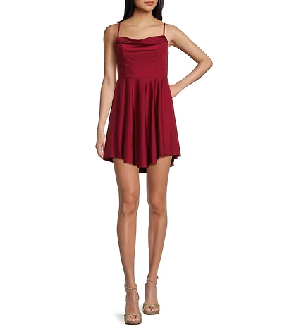 City Vibe Spaghetti Strap Skater Skirt Rhinestone Dress