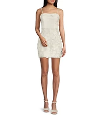 City Vibe Spaghetti Strap Square Neck 3D Flower Slim Dress