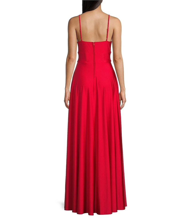 City Vibe Spaghetti Strap Straight Neck Corset A-Line Dress