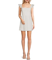 City Vibe Flutter Sleeve Eyelet Lace Dress