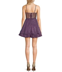 City Vibe Square Neck Princess Seamed Cage Back Contrast Lace Dress