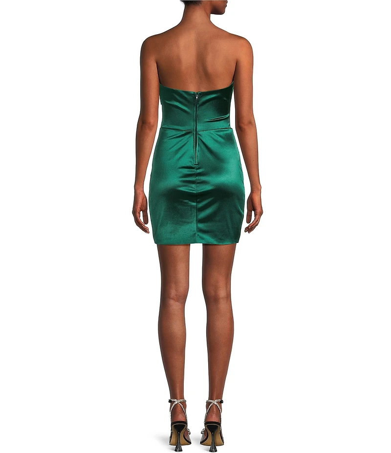 City Vibe Strapless Bow Front Tulip Hem Dress