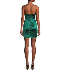 City Vibe Strapless Bow Front Tulip Hem Dress