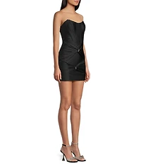 City Vibe Strapless Corset Bodice Shirred Dress