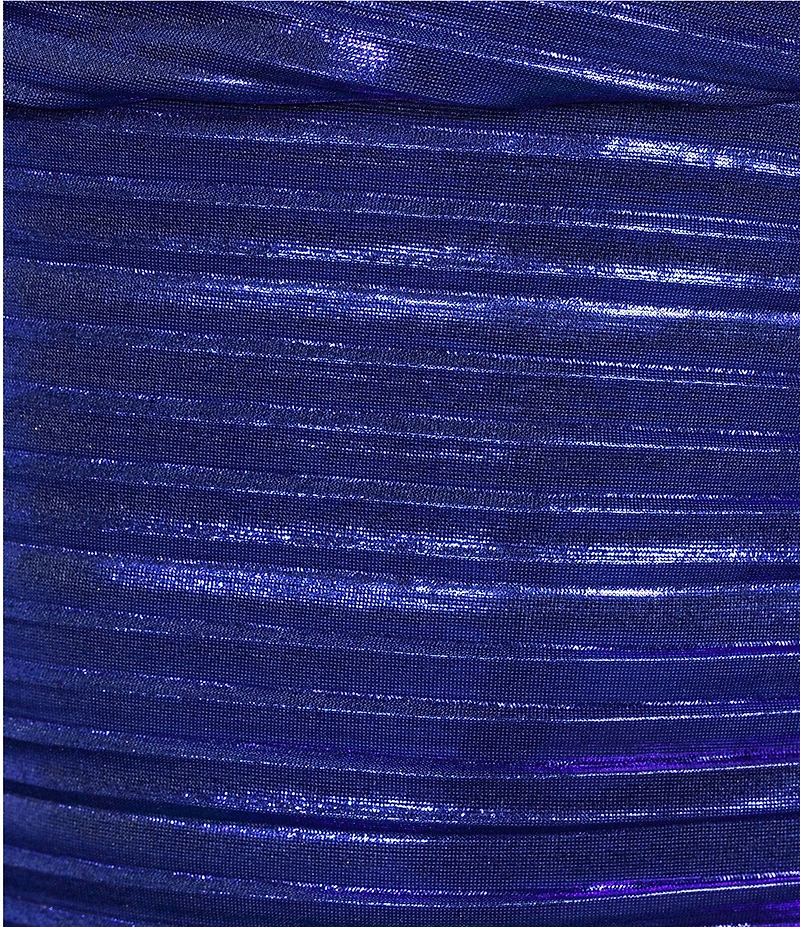 City Vibe Strapless Pleated Foil Tail Party Dress