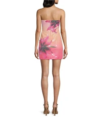 City Vibe Strapless Tropical Floral Printed Bodycon Dress
