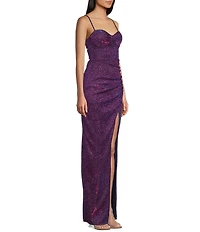 City Vibe Sweetheart Neck Bustier Spaghetti Strap Lace Up Back Side Ruched Wrap Dress