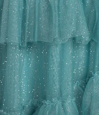 City Vibe Sweetheart Neck Bustier Tie Strap Illusion Corset Waist Embroidered Applique Ruffled Dress
