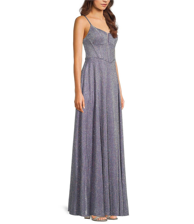 City Vibe Sweetheart Neck Corset Bodice Lace Up Back Long Dress