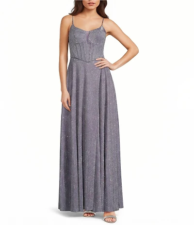 City Vibe Sweetheart Neck Corset Bodice Lace Up Back Long Dress